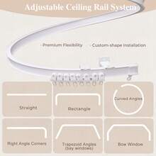 1PC Linen-Like Semi-Transparent Single-Panel Room Divider Curtain, With Adjustable Ceiling Track Hook Set, Extra-Wide Light-Filtering Privacy Curtain, Suitable For Patio Sliding Glass Doors, Living Room Divider Curtain, Bedroom Curtain ( Beige) - 米色 - 查看 3