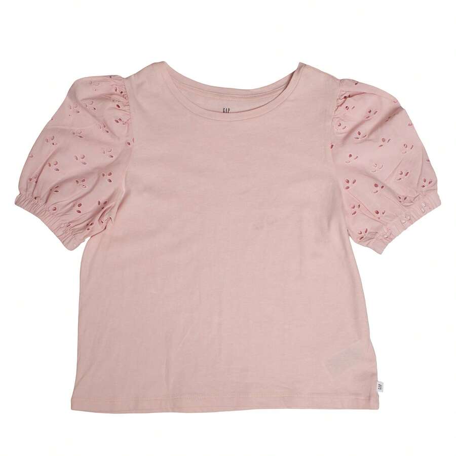Gap Mädchen-T-Shirt mit bestickten Puffärmeln 601395 - Pink - Übersicht 1