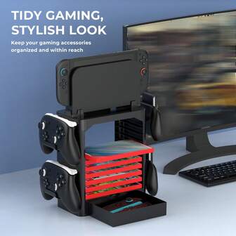 1 st ABS multifunktionell handtagshållare, kan förvara stativ och spelkort, lämplig för Nintendo Switch/OLED/Switch 2