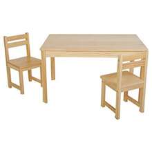 Tikk Tokk  Rectangle 3 Piece Timber Table And Chair Set Natural - Brown - View 2