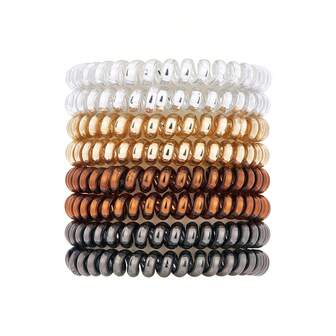 8pcs Metallic Gloss Spiral Hair Strap, 8 Pieces - Thin, No Crease Phone Line Hair Strap, Suitable For Thick Hair, Ponytail Holder, Waterproof, Smooth And Hygienic, Suitable For All Hair Types ,Hair Rope ,Hair Elastics ,Hair Rubber Bands ,Scrunchies