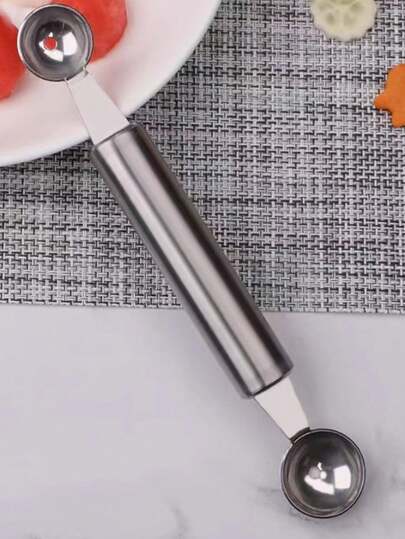 High-End Double-Headed Stainless Steel Fruit Baller Scoop, Dragon Fruit Scoop, Double-Headed Ice Cream Scoop, Ice Spoon