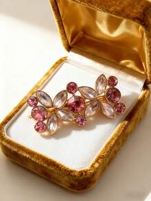 1 pièce Broche en alliage de zinc élégante et brillante pour femmes, à porter au quotidien et pour les fêtes - Rose orangé - Voir 4