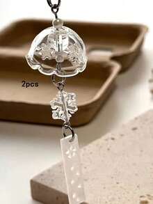 1pc Creative Snowflake Wind Chime Pendant (Plastic Material), Fashionable & Exquisite Wind Chime Accessory, Can Be Used As Phone Strap, Keychain, Card Holder, Bookmark Clip, Etc. Snowflake Keychain For Winter, Birthday Gift - Multicolor - View 11