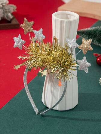 1 pieza Diadema elegante y de moda con forma de pentágono, adecuada para uso diario, fiestas, vacaciones, estilo vintage, hecha de poliéster, para todas las estaciones