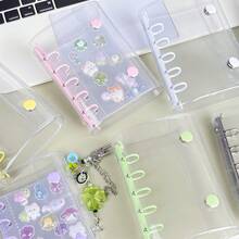 1个M5尺寸便携式透明活页夹，可用作透明贴纸簿、贴纸册、照片收纳袋、相册、预算计划本、日记本、笔记本、办公用品 - 彩色 - 查看 4