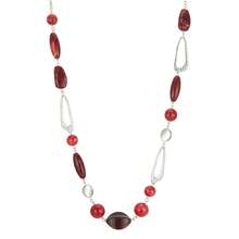 Noessla Layered Long Necklaces For Women Crystal Beaded Statement Necklace Sweater Silver Chain With Gifts Box Jewelry{Inchcolor_nameinch:Inch07-Redinch} - 07-Merah - View 1