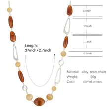 Noessla Layered Long Necklaces For Women Crystal Beaded Statement Necklace Sweater Silver Chain With Gifts Box Jewelry{Inchcolor_nameinch:Inch07-Camelbrowninch} - 07-駝色 - 查看 7