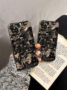 ¡Qué ambiente más terrorífico! Funda para teléfono compatible con Samsung,  17,  16 Pro Max,  15 Pro Max,  13 y  12. Fabricada en TPU, ofrece protección contra golpes y caídas. Un regalo perfecto para familiares, amigos, parejas, el Día de Muertos y Halloween. - Negro - Ver 4