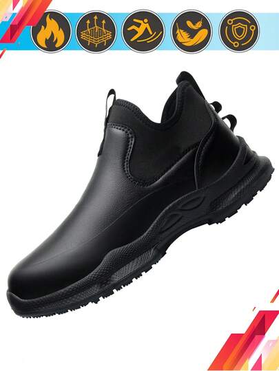 Christmas Gift Unisex Chef Shoes, Easy To Wear And Take Off, Comfortable And Durable Kitchen Boots, Leather Upper, Easy To Clean, Slip-Resistant And Waterproof, Oil-Resistant, Suitable For Professional Kitchens, Food Factories And Hospitals, Anti-Slip And Wear-Resistant.