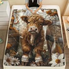 1pc pătură moale cu imprimeu de vaci de munte înalt, pătură de flanel îngroșată antibacterian pentru canapea, pat, sufragerie, călătorie, birou, somn, aer condiționat, cadou ideal pentru ziua de naștere, vacanță, toate anotimpurile