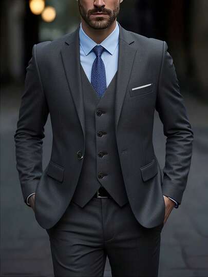 Men's Fashion Business Suit, High-Quality Formal Office Suit, Slim Fit Groom Wedding Attire, Men's Suit Jacket