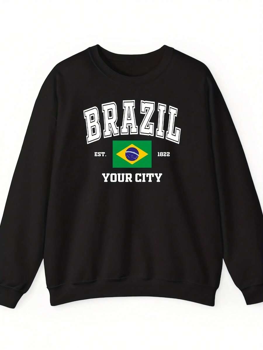 Brazil Flag T-Shirt Hoodie Sweatshirt, Custom Rio De Janeiro São Paulo Bília Shirt, Personalized Brazilian Pride Gift, Vintage Travel Tee - 款式6 - 查看 1