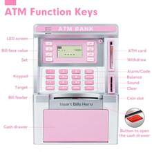 TFKI Pink Piggy Bank For ATM Machine Bank For Real Money With Debit Card Bill Feeder Coin Recognition Balance Calculator Electronic Savings  Box Gifts For Teen Boy Girl - như hình ảnh - Xem 6