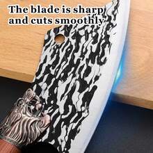 (H)1 Household Bone Chopping Knife, Thickened Household Bone Chopping Knife, Outdoor Wood Chopping Knife, Dragon Slaying Knife, Camping Barbecue Knife, The Best Gift For Father's Day,Kitchen Knife Set,Self Defense,Cuchillos,Kitchen Gadgets - Black and White - View 4