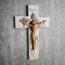 BC Crucifijo de la Santisima Trinidad Catolica 9.5 pulgadas H Jesucristo decoracion inspiradora del hogar regalos devotos escultura religiosa de pared pintada a mano por Buildclassic - como en la foto - Ver 4