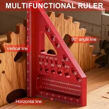 Multi-Angle Protractor With Angle Positioning Pins And T-Shaped Scribe Holes - Multi-Angle 3D Angle Ruler, Drafting Triangle Metric Measuring Tool For Woodworking, DIY Projects