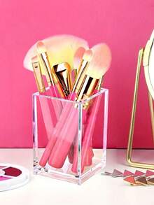 360° Rotating Makeup Brush Organizer - Cosmetic Storage Box For Lipstick, Combs & More - Durable Plastic Dresser Display Case - Multicolor - View 10