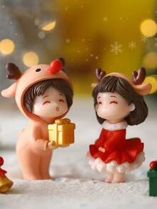 2 đồ trang trí tượng cặp đôi đêm Giáng sinh, thích hợp cho cảnh quan thu nhỏ trong vườn, mặt bàn gia đình, tiền sảnh, quà tặng đêm Giáng sinh, đồ trang trí tiệc, Giáng sinh - Nhiều màu - Xem 7