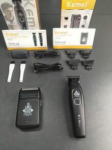 Kemei Juego de cortapelos para hombres 2 en 1 - Kit de herramientas de aseo recargable por USB, cortadora de cabello profesional, recortadora y afeitadora de barba para hombres, uso de barbería, juego de herramientas de corte de cabello en casa, regalo para hombres, regalo del Día del Padre - Negro - Ver 6