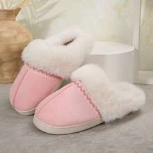 Women's Non-Slip Mute Floor Slippers - Solid Color With Plush Lining - 6652 Hồng - Xem 3