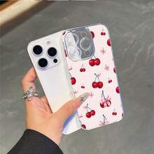 CLEAR  CASE Cute Cherries With Pink Bows Scattered Across Pink BackgroundCompatible With  11 To  17 Models The Cases Lens Protection Function Ensures The Camera Remains Undamaged During Shooting  Guaranteeing Image Quality - Clear - View 4