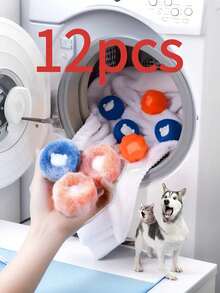 12pcs Pet Hair Cleaning Laundry Balls. Fluffy And Soft, Non-Sticky, Reusable, And Durable. Effectively Collects Fur On Clothes And Bedding. Essential For Pet Owners, Enhancing Your Laundry Experience. Suitable For Washing Machines, Cat/Dog Hair Remover (Random Color) (1/6/9/12/24pcs, Random Color) - Multicolor - View 13