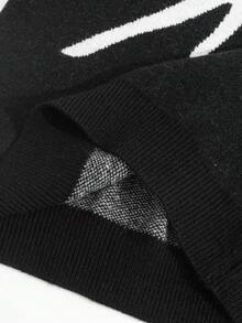 Colección de otoño/invierno DIYIE: Suéter de cuello redondo para hombre con textura cepillada de bloques de color, patrón de araña, estilo relajado, sofisticación de alta calle, tejido vintage - Negro - Ver 5