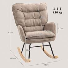 HOMCOM Rocking Chair, Rocking Chair, Armchair, Relaxing Chair With Chenille Look, Rocking Chair With A Load Capacity Of 120 Kg For Bedroom, Living Room, Brown On Site - 1 - View 3