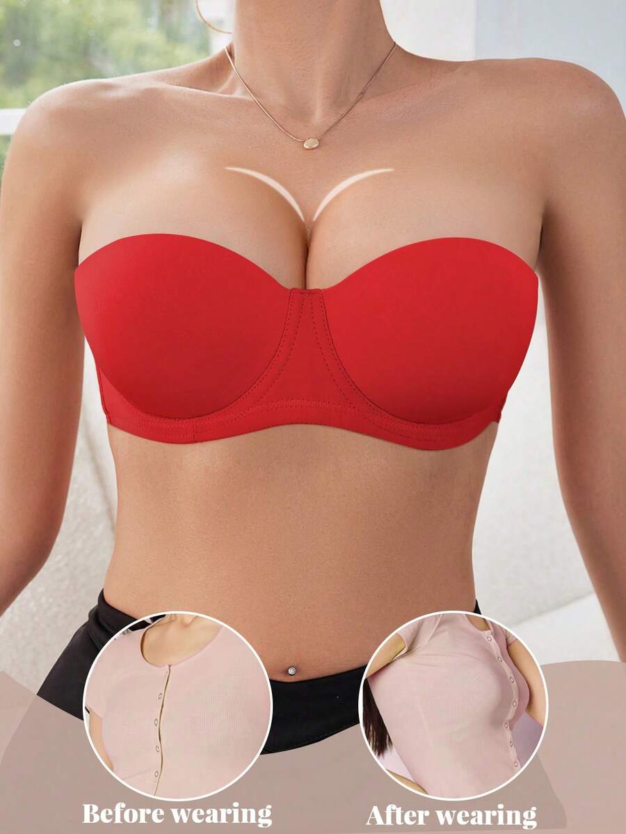 Hersunei Áo ngực Peach Girl màu đỏ bóng, có đệm mút và gọng, thoải mái và thoáng khí, nâng đỡ tốt, thiết kế có thể tháo rời, phù hợp để mặc hàng ngày.