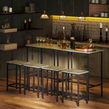 HOMCOM Bar Table Set, Bar Table With Stool Set, Dining Table With 2 Chairs With Non-Slip Pads, Kitchen Table For Dining Room, Kitchen, Gray - 1 - View 8