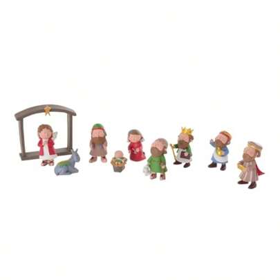 Gifts Cartoon Christmas Nativity Scene KidFriendly Figurines 10 Piece Set