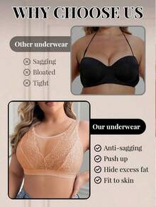 Plus Size Comfortable Wireless Bra, Minimalist Fashion For Casual Everyday Wear - Apricot - View 5