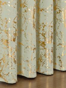 1片装遮光窗帘，金色箔印大理石纹，隔热遮光，卧室隔音，浅绿色 - 薄荷綠 - 查看 19