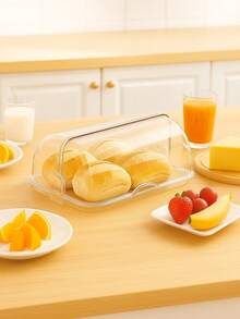 Rectangular Crystal Bread Box 30x20 With Hinged Lid For Tabletop Use - Plastic - View 1