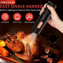 Juego de molinillos de sal y pimienta eléctricos, molinillo de sal y pimienta automático con base rellenable, 2 molinillos de grano ajustable, operación con una sola mano, luz LED, molinillo de pimienta automático recargable por USB, grado de molienda ajustable, adecuado para el hogar/cocina/barbacoa/camping/viajes [Dos opciones: alimentado por batería/recargable] - Multicolor - Ver 11