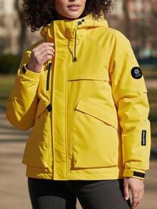 Women's Outdoor Waterproof Hooded Jacket - Warm Windproof Softshell Cargo Coat