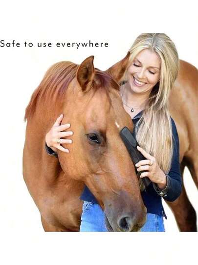 Professional Horse Grooming Brush, Deep Cleaning Flea Comb With Rubber Bristles, Promotes Blood Circulation, Equestrian Equipment