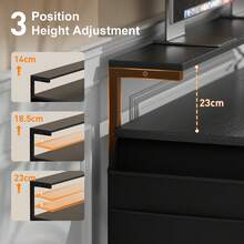 Office Computer Desk With LED Light, 120*48cm Office Table With Monitor Stand For Home/Office Use, Corner Desk With Large Storage Bag And Height Adjustable Storage Shelf, Remote Worker - Black - View 6