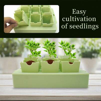 Seed Starter Tray With 9 Base Trays Reusable Green Plastic Germination Kit Garden Tools