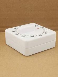 1pc White Square 60 Minute Winding Timer, Kitchen Timer Reminder With Loud Alarm Clock, Manual Countdown Timer For Classrooms, Homes, Study Rooms, And Cooking, Mechanical Countdown Timer - Battery Free Operation - White - View 5