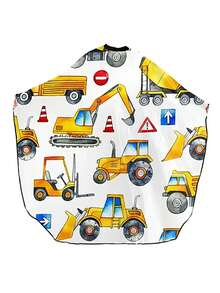 1pc Fun Cartoon Racing Cars Hairdressing Gown, Adjustable Neck, Non-Stick Polyester Fabric, Easy To Clean, Ideal For Barbershop Or Home Use - Multicolor - View 11