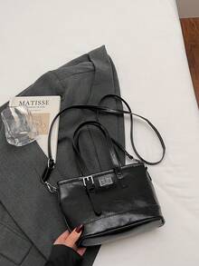 1 pezzo Borsa a tracolla da donna stile vintage, con cinturino regolabile, borsa a spalla casual vintage, in materiale PU durevole, chiusura a gancio, adatta per uso quotidiano, lavoro, viaggio, shopping, appuntamenti, disponibile nei colori marrone e nero, borsa a tracolla alla moda, minimalista e leggera