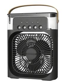 3-In-1 Desk Fan, Cooler And Humidifier With LED Light USB - Black - View 11
