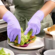 丁腈手套 - 一次性使用，专为重型洗碗、家务等用途设计，耐油防水，耐磨，适用于各种家务劳动。橡胶丁腈手套。 - 淡紫色 - 查看 3