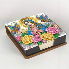 Kit de pintura de diamantes 5D - Cuaderno con caja de notas con patrón de mandala de 9 cuadrículas - Regalo hecho a mano único, conjunto de arte de diamantes, forma redonda asimétrica, regalo hecho a mano único para el escritorio de la oficina y el hogar - Multicolor - Ver 21