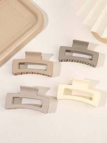 8.5 厘米卡其色方形发夹，3 件/4 件套装发夹爪夹发夹发夹发夹接发夹，学校用品，学院秋冬发饰，适合女士度假装扮 - 彩色 - 查看 5