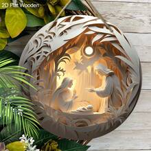 Đồ trang trí Giáng sinh bằng gỗ hình Chúa giáng sinh - Đồ trang trí treo ngày lễ cắt laser 3D, không cần nguồn điện, đồ trang trí Giáng sinh đa năng và ngày lễ, mặt dây chuyền bằng gỗ cho gia đình, sân vườn, đồ dùng tiệc tùng - 1 chiếc - Nhiều màu - Xem 3
