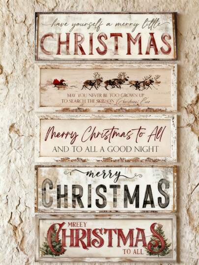 Christmas Decor 1 Piece Rustic Wooden Sign "Have A Merry Christmas" - 1 Piece, Holiday Wall Art, Decor, Home And Office Decor, Waterproof, Horizontal, Rectangular, Farmhouse Style, Unframed Canvas Poster