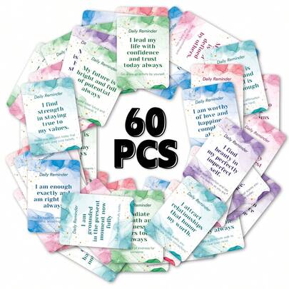 60 Stück Kognitive Verhaltenstherapie Karten, CBT-Tools zur Angstlinderung, Bewältigungsstrategien für Jugendliche, Psychische Gesundheit, positive Achtsamkeitskarten zur Stressreduktion und emotionalen Wohlbefinden